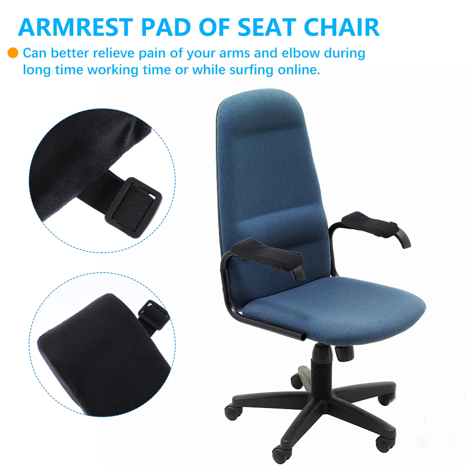 

2 pcs Armrest Pads For Office Chair Elbow Support Cushion Cover Non-Slip Universal Fit Home Gaming Wheelchair Armrests Elbow