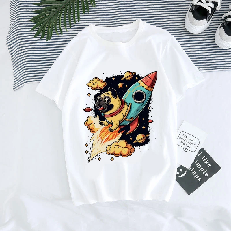 Men Women Funny Cartoon T Shirt Cute Pug Shirt Y2k 90s Harajuku Graphic Ulzzang T-shirt Mange Print Tshirt Aesthetic Tops Tees