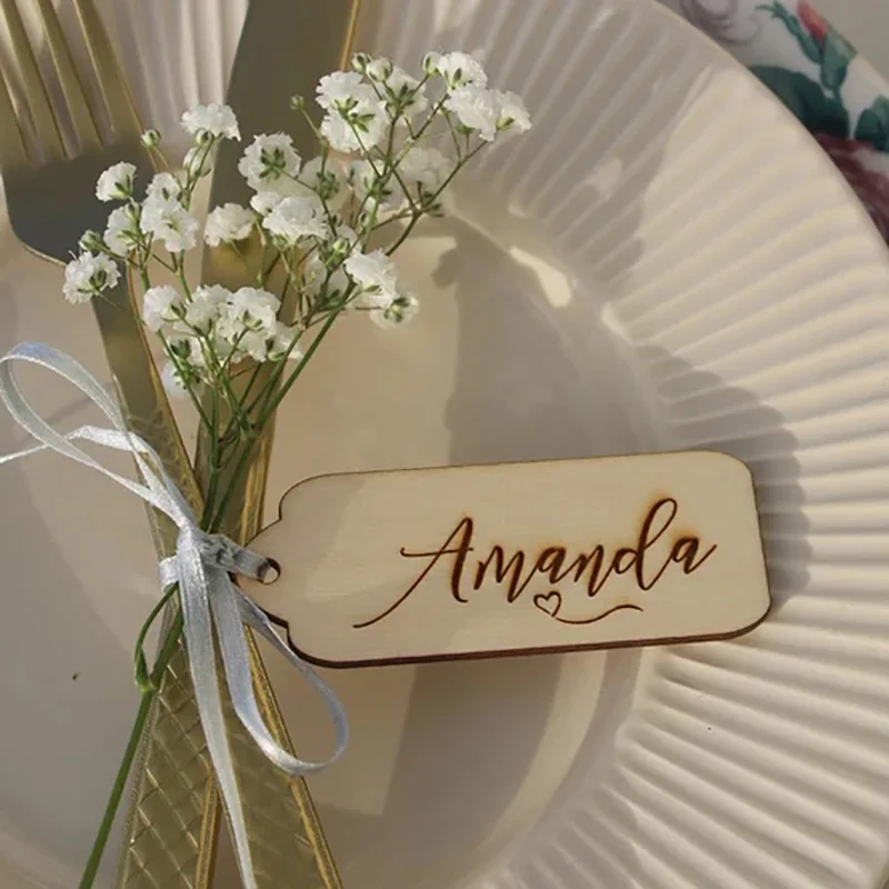 Custom party decoration Wedding Place Cards Laser cut wedding table names Wooden place cards Personalized Guest name tags