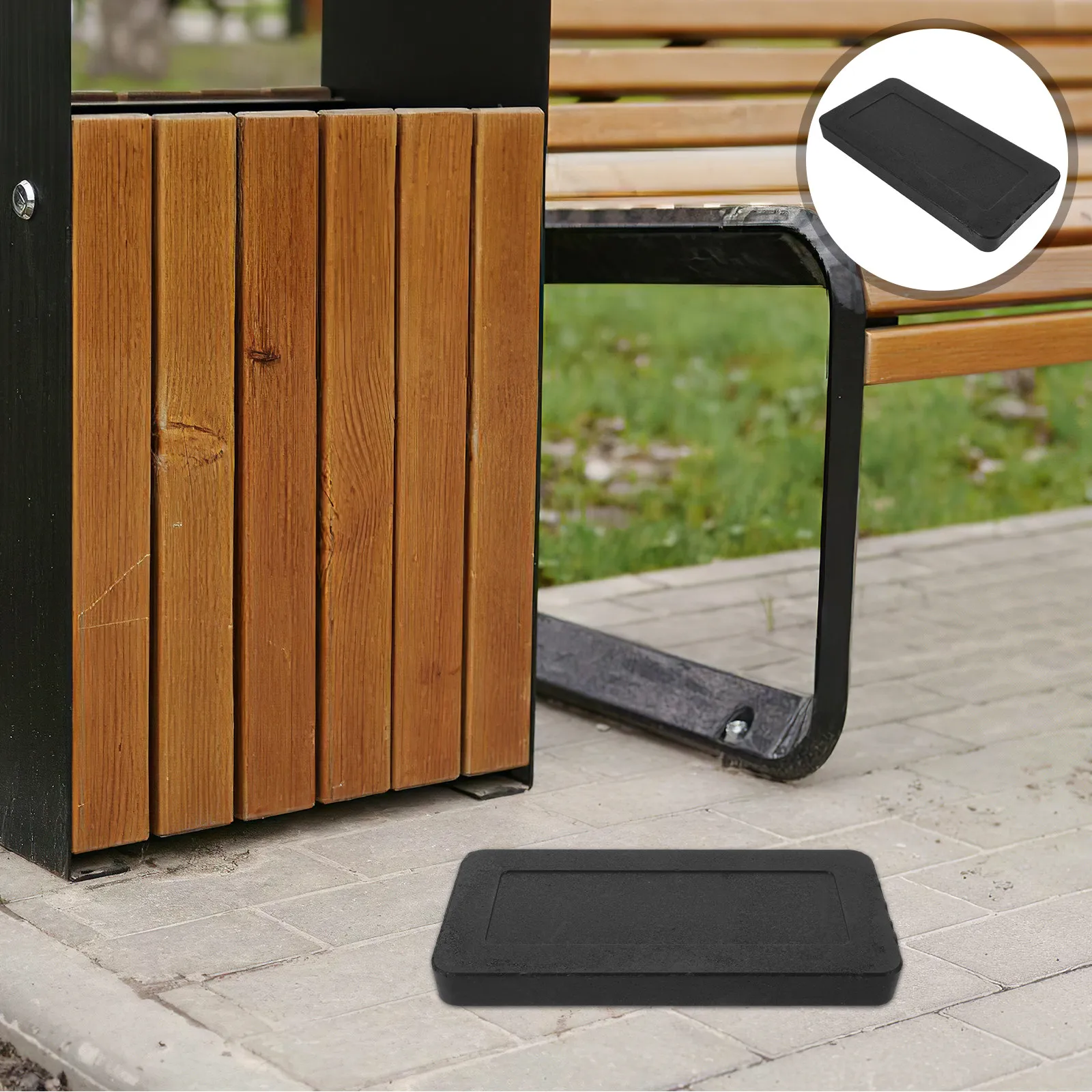

Trash Can Stabilizer Weight Plate 8x4x0.3 Inch Heavy Duty Anti-Tip Bottom Weight Block for Outdoor Garbage Bins Windproof Trash