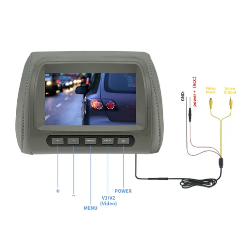 Imagen 2 del producto KTYDKP Monitor de reposacabezas de coche Universal 7 pulgadas TFT pantalla LED almohada entrada AV