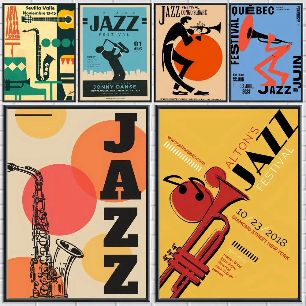 

Abstract Jazz Music Festival Painting Calligraphy Canvas Poster Wallart for Living Room Bar Painting Decoration Room Wall Decor