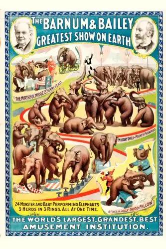 1900 Ringling Brothers Barnum Bailey Circus Poster All Metal Tin Sign  8 x 12