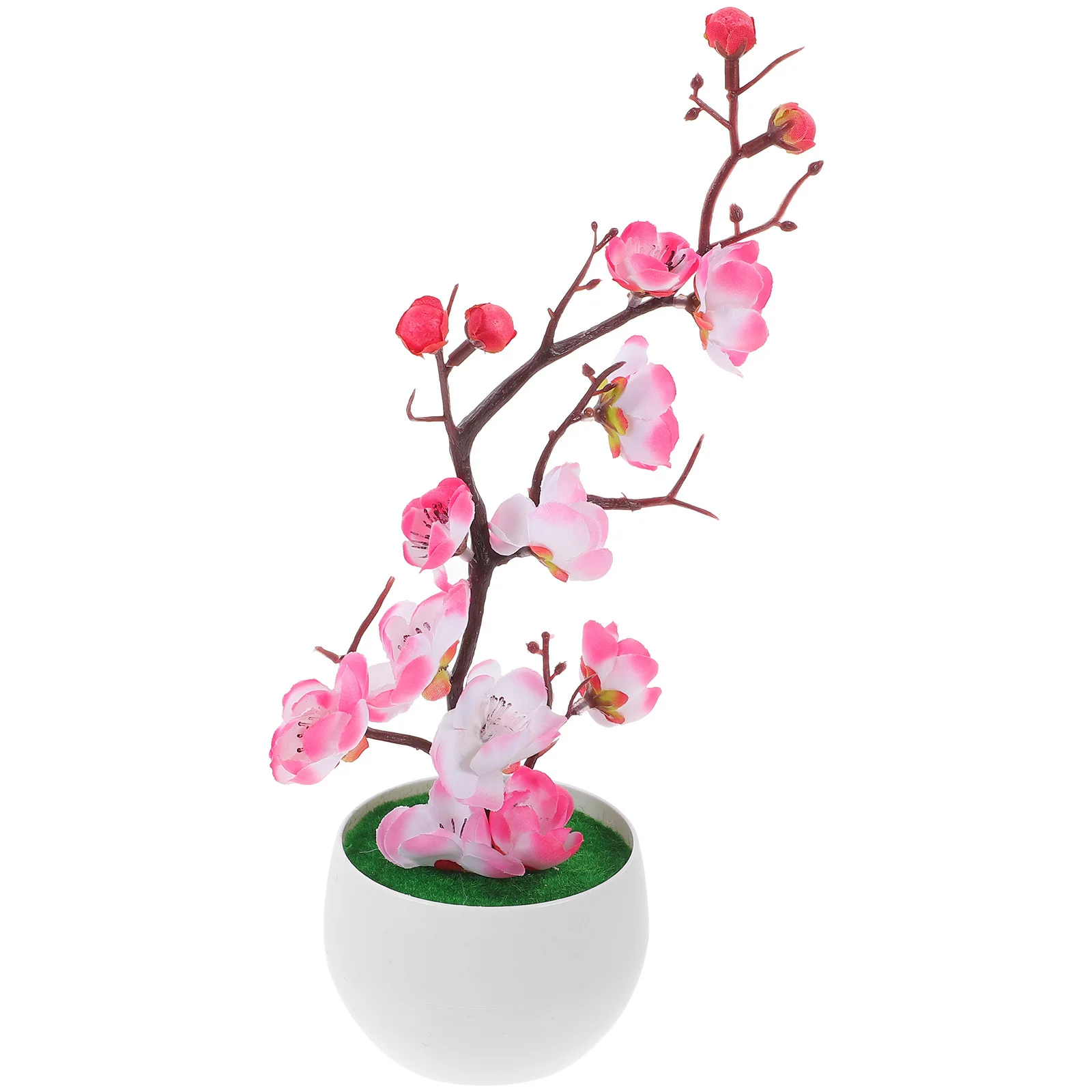 

Artificial Plum Blossom Faux Potted Flower Realistic Fade Resistant Simulation Flower Decor Home Office Display