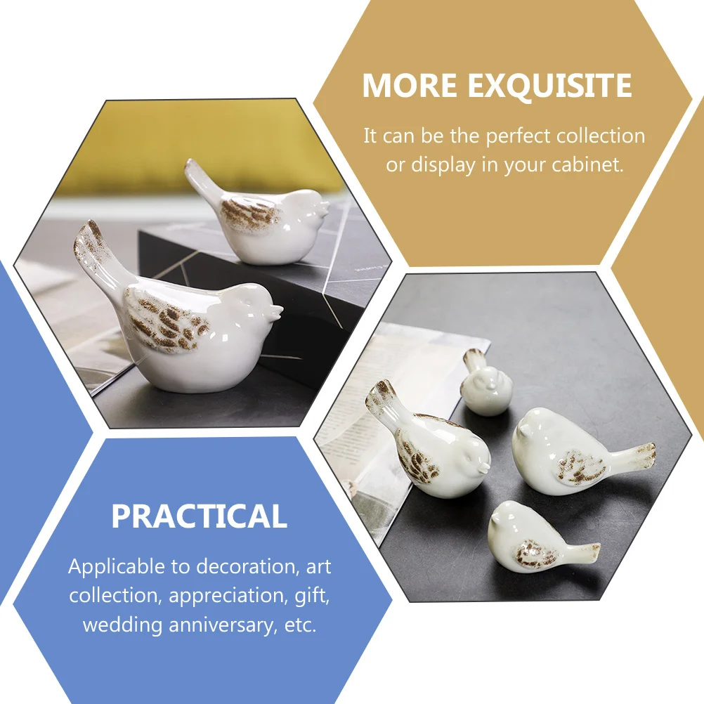 

2Pcs Creative Ceramic Bird Statues Miniature Home Decoration Gifts Wedding Anniversary Desktop Ornament Art Collectibles