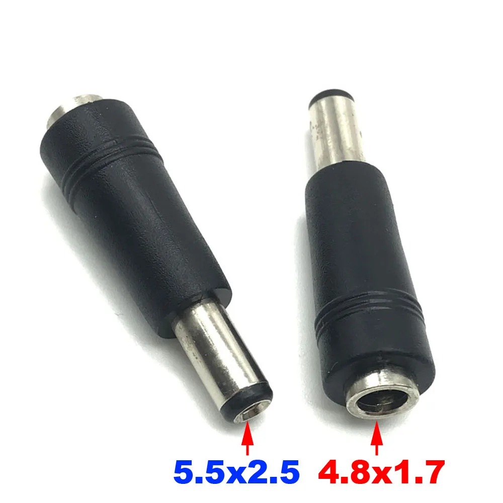 1-10pcs DC 4.8 x 1.7 MM Female Jack Plug Adapter Connectors to 5.5×2.1 or 5.5×2.5 MM Male Tips Power Adaptor