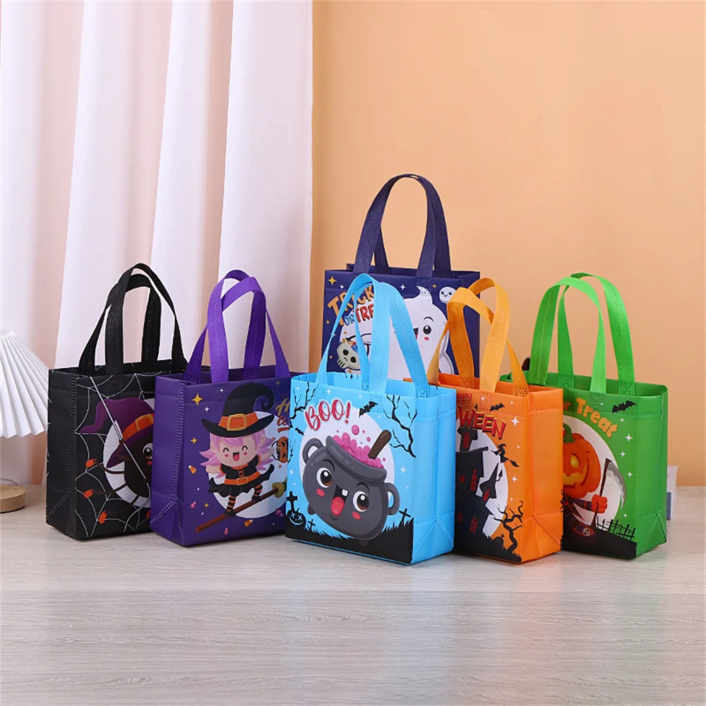 Halloween Tote Bag Non-woven Shopping Bag Witch Pumpkin Foldable Snack Biscuit Bag Trick Or Treat Candy Bag Party Supplies