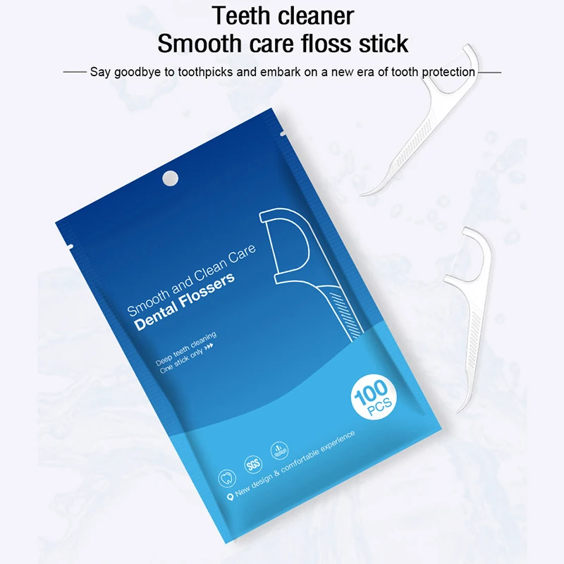 100pcs Disposable Dental Floss Stick Family Pack Ultra-Fine แบบพกพา Smooth Floss กล่องฟันไหมขัดฟัน Flosser ทันตกรรม