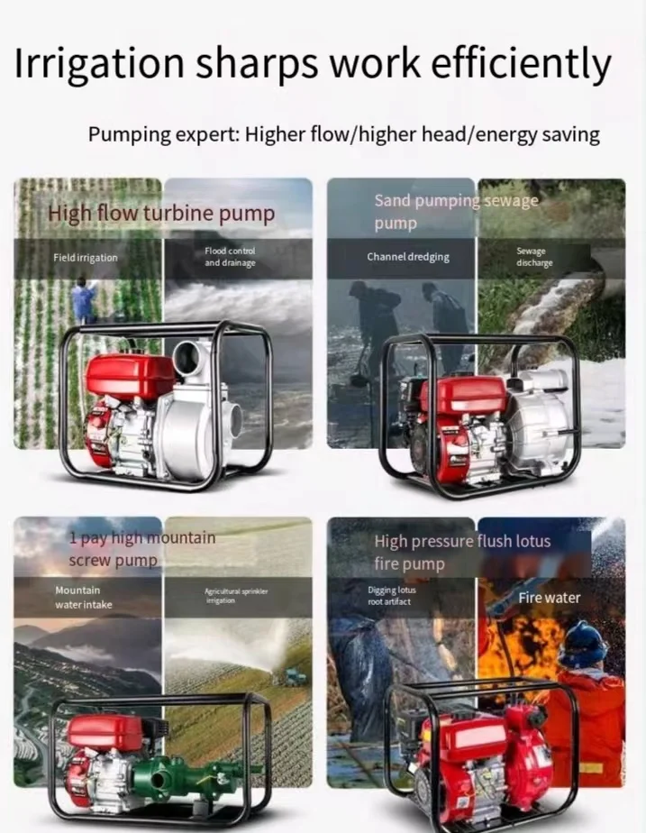 Gasoline diesel Water Pump 3 "4" Agricultural Irrigation High Pressure Large Flow Pump Self-priming Deep Well Water Pump
