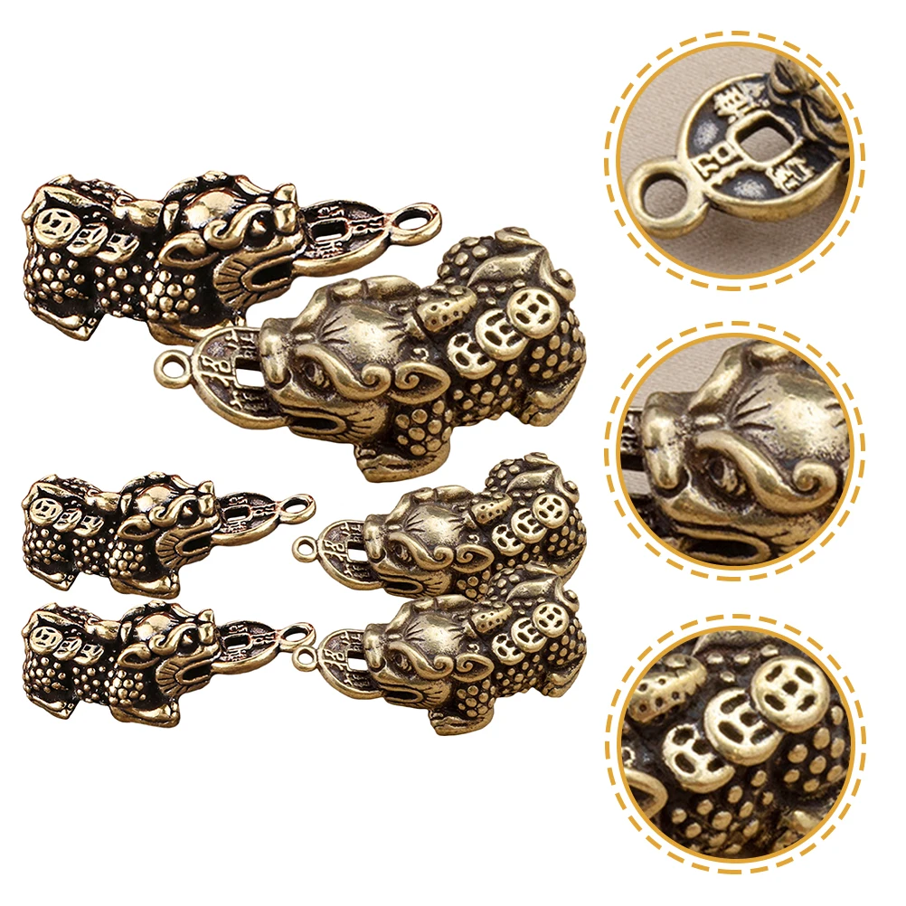 

6 Pcs Pixiu Keychain Pendants Brass Decorative Hanging naments for DIY Jewelry Making Gifts Lightweight Durable Small Keyring