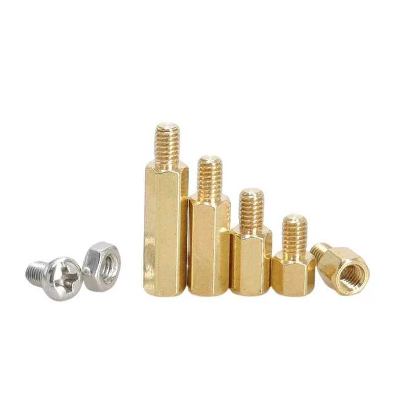 120 PCS M3 Conjunto de pilar de latão Parafuso e parafuso de pilar de latão hexagonal Set-AT30