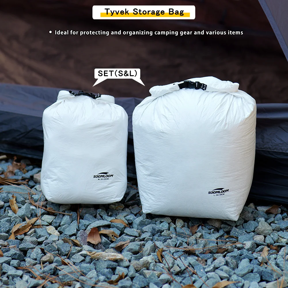 Soomloom Tyvek Storage Bag Set, Ultralight Tear-Resistant Organizer Bags for Hiking Camping Gear, Clothing Dust Sack 2