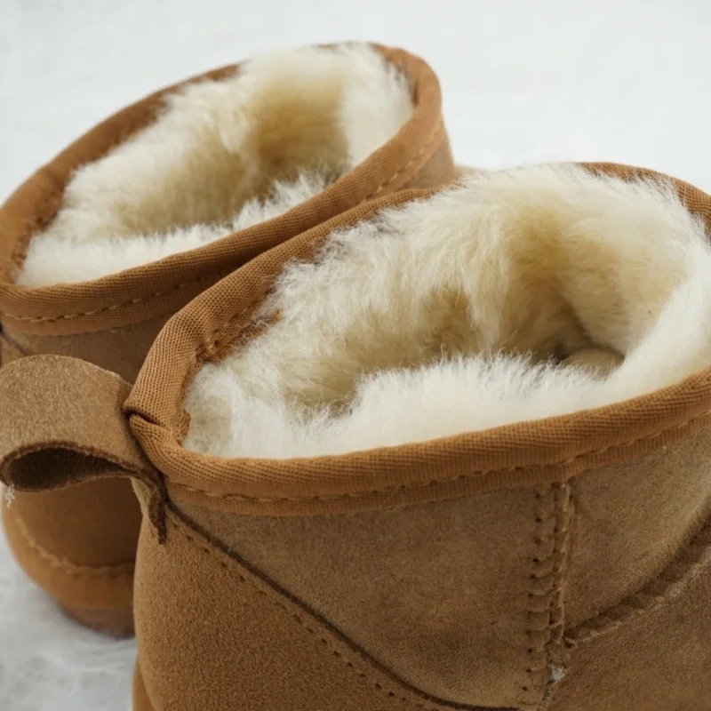 Genuine Sheepskin Leather Snow Boots for Women 100% Natural Fur Warm Winter Boots Woman Classic Simple Lightweight Ankle Boots