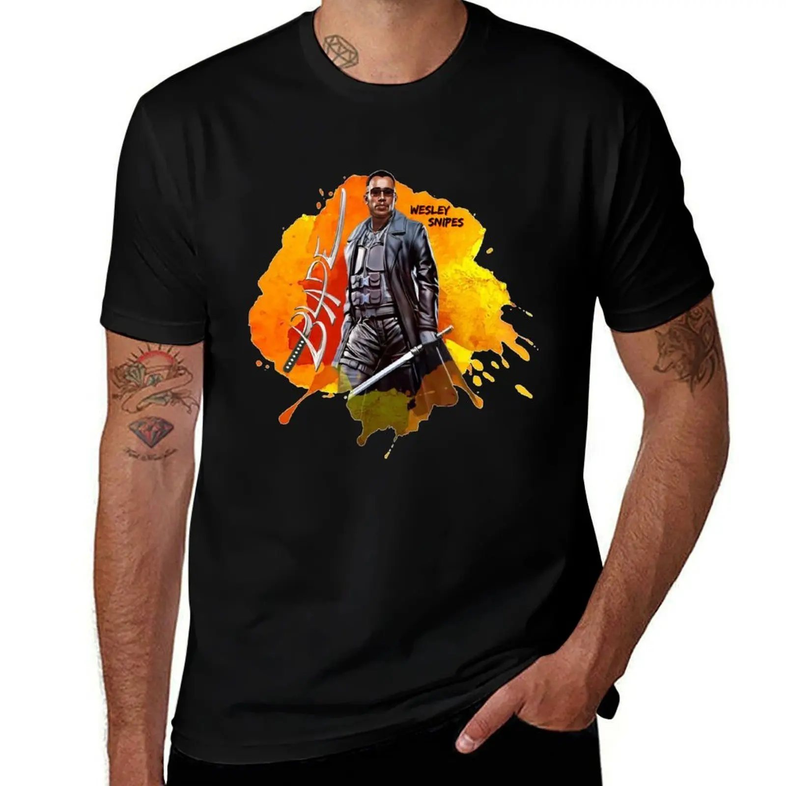 Blade-Wesley Snipes T-Shirt Classic Crew Neck Cotton T-Shirt
