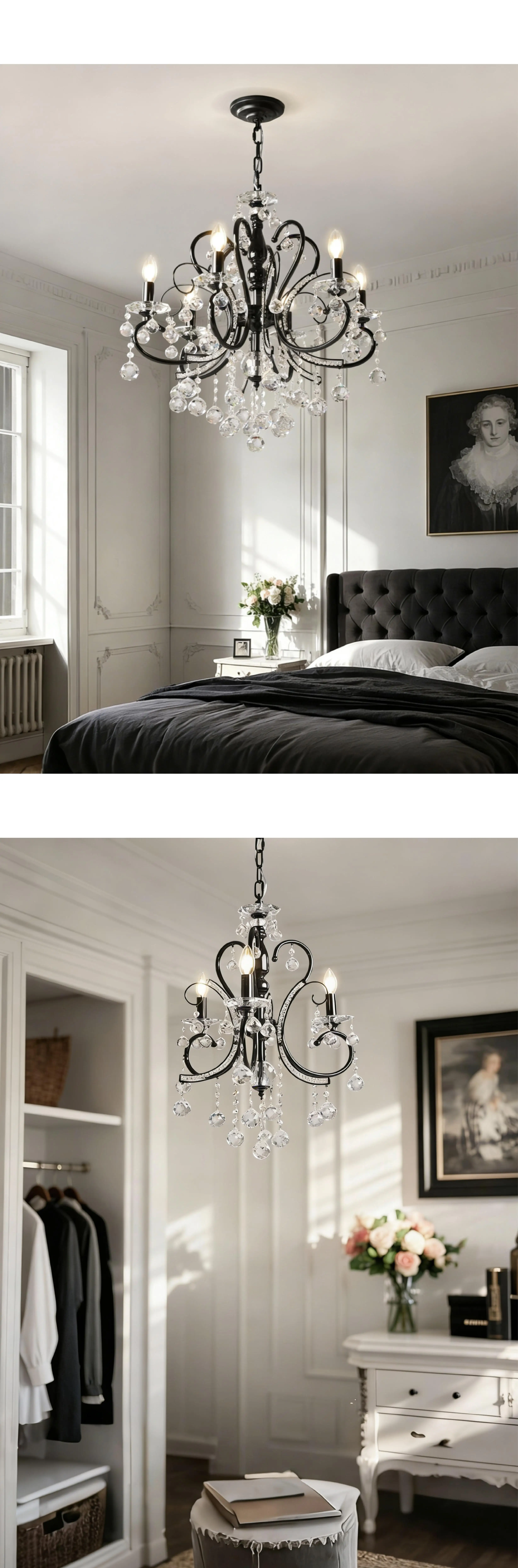 American Black Iron E14 Candle LED Chandelier