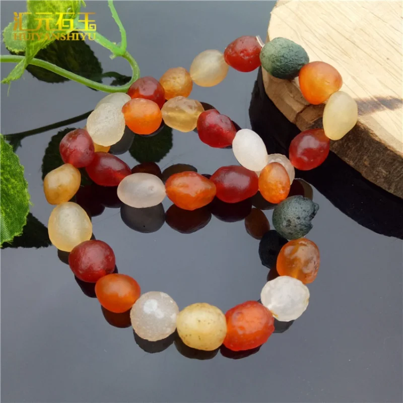 Alashan Agate Rough Stone Bracelet Men and Women Gobi Jade Candy Color Colorful Raisin