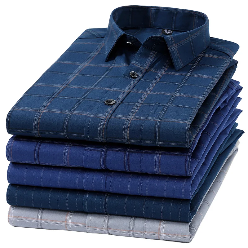 

Новая мужская рубашка против морщин, классические рубашки с длинными рукавами для мужчин, приталенная Camisa, деловая блузка, белая офисная рубашка 6XL 7XL