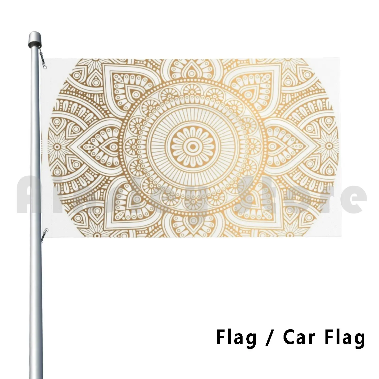 Gold Mandala Pattern Illustration With White Shimmer Flag Car Flag Funny Gold Pattern Pattern Gold