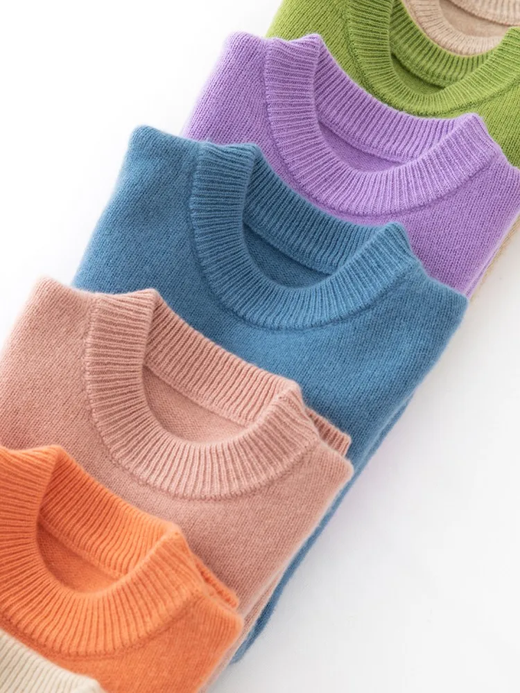 Girl Boy Sweater Fashion Versatile Pullovers Sweater 100% Merino Wool Thicken Autumn Winter Knitted Children's Clothes Kids Tops view 6