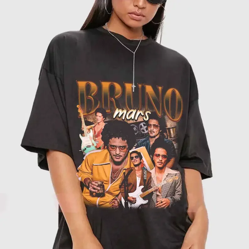 Maglietta retrò Vintage Bruno Mars anni '90 taglia usa maniche lunghe o corte