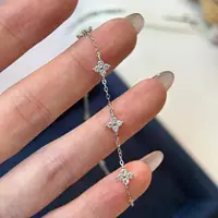 925 Sterling Silver Shiny Zircon Flower Bracelets For Women Charm Temperament Chain Bracelet Party Wedding Jewelry Holiday Gifts 1