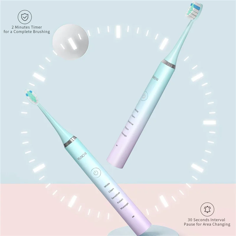 Sonic Electric Toothbrush Rechargeable IPX7 Waterproof 5 Modes Smart Timer For Adult Daily Cleaning with  Brush Heads Travel Box view 2