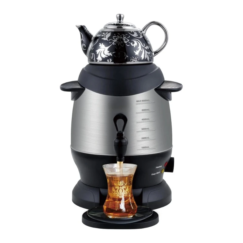 

Popular Electric Samovar 6 Litre Tea Pot Stylish Turkish Russian Stainless Steel Tea Maker