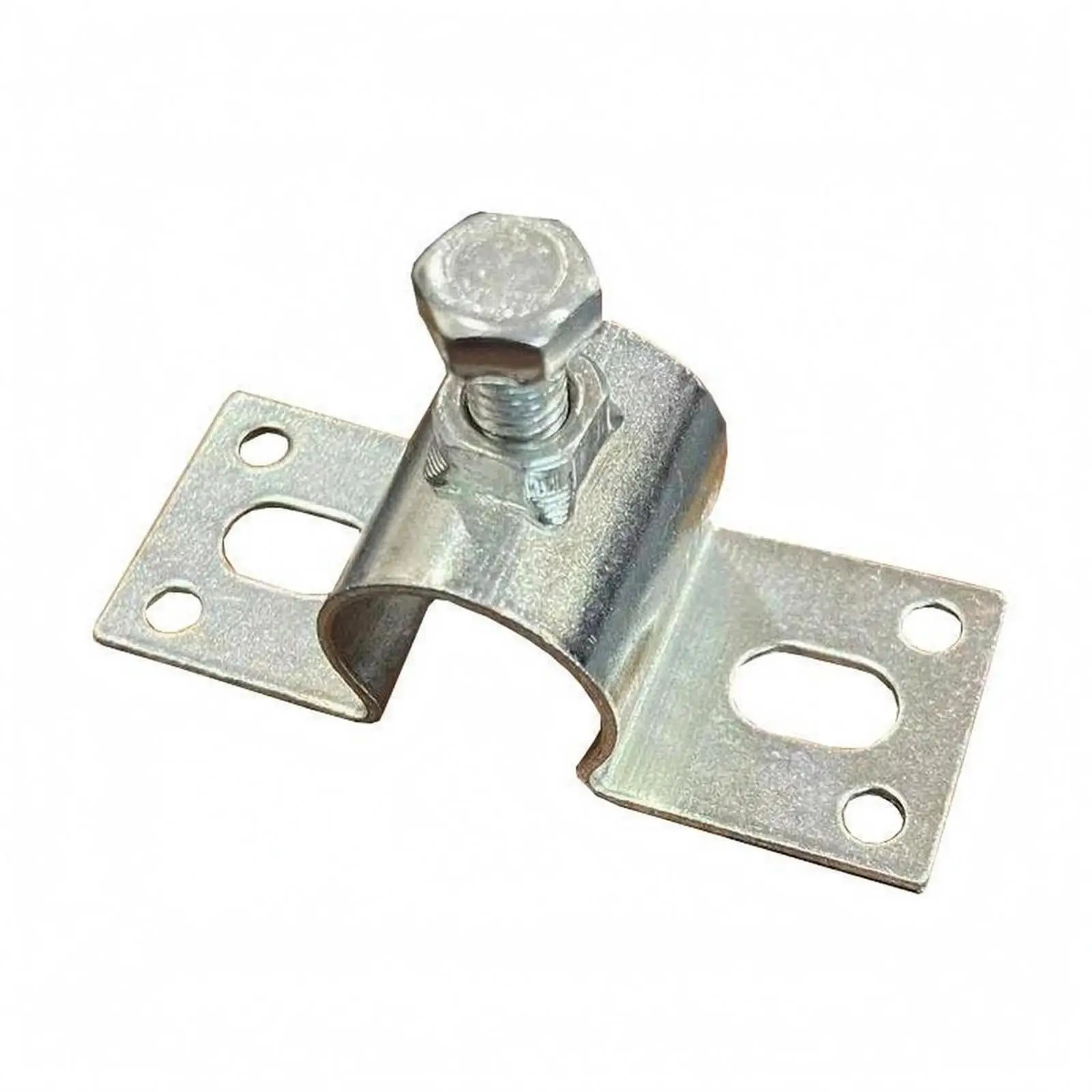 Curved Clip Bracket Threaded Fastener Bolt-Tightened Clamp Shiny Metal Surface Mounting Clip