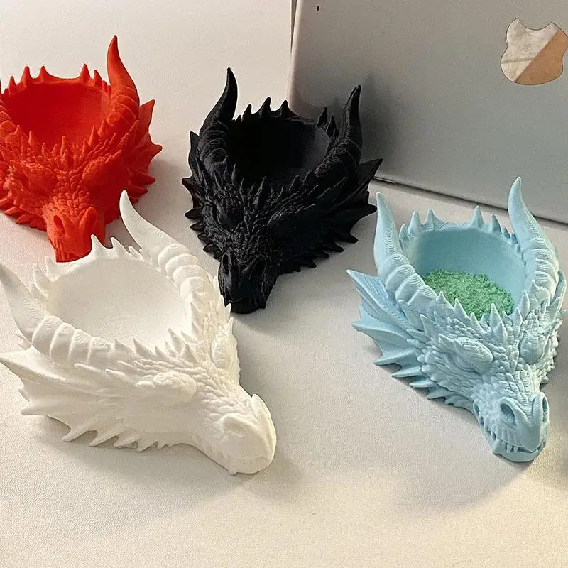 Cool Gothic Dragon Head Desktop Decor, Dark Series Jewelry Storage Organizer, Home Ornament Bedroom Desk Storage
