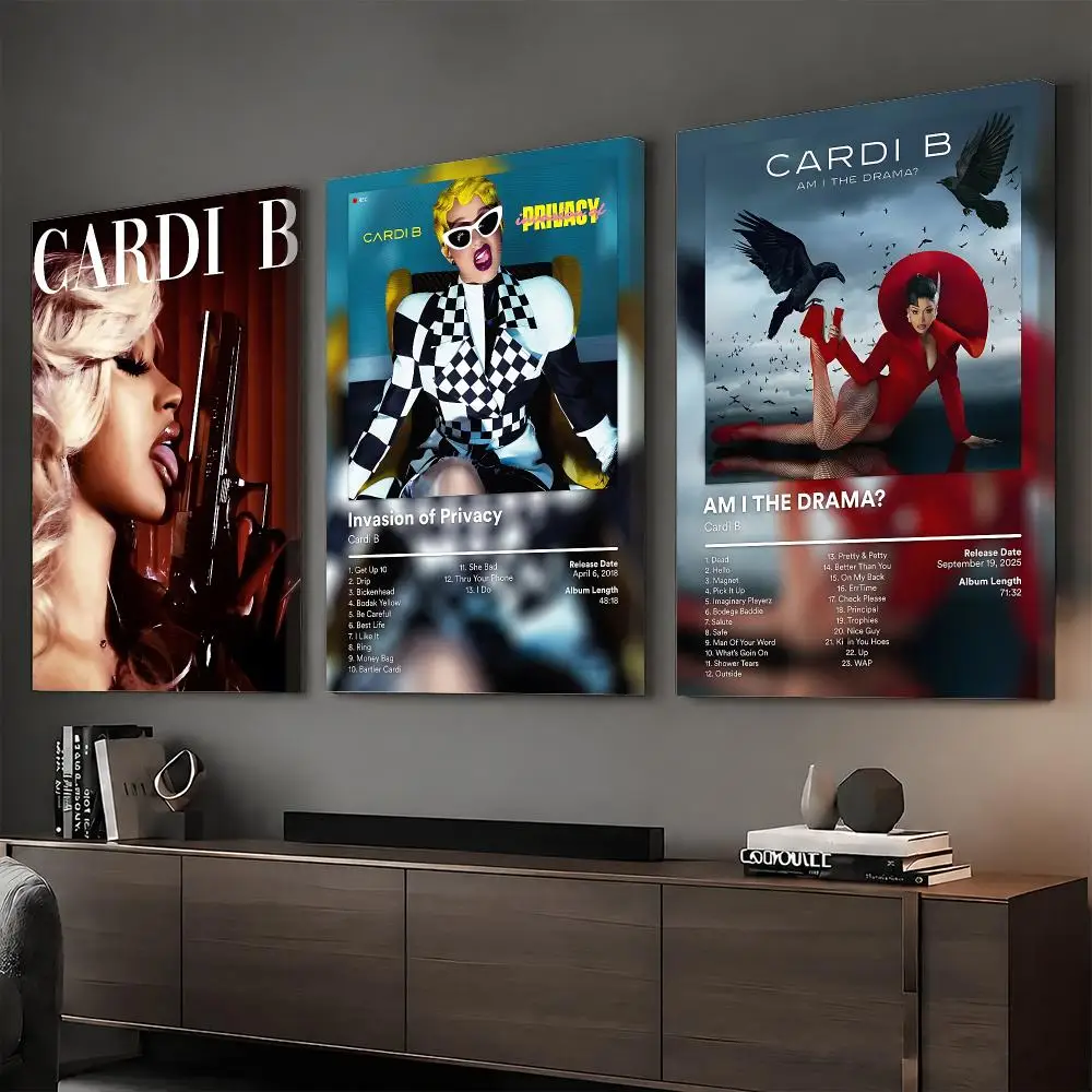 C-Cardi B Rapper Album Painting Calligraphy HD Modern Style Inner Frame Canvas Poster Bedroom Room Hallway Wall Art Decor