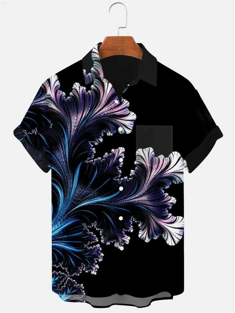 2025 Men's Short sleeved Printed Shirt Hawaii Beach Vacation Men's Coconut Tree Button Casual Shirt Fashion