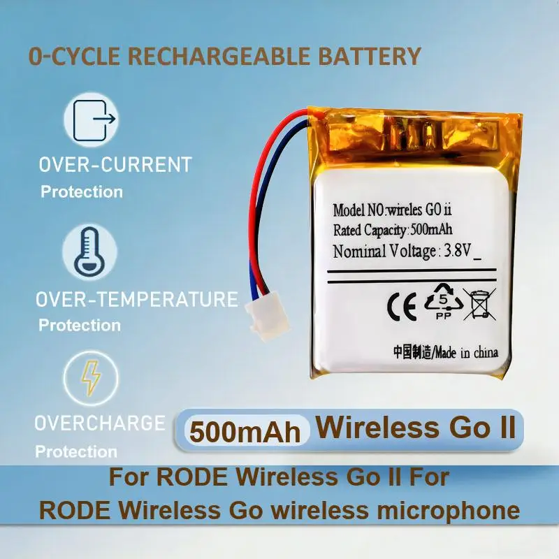 

Беспроводной аккумулятор для беспроводного микрофона Go II для RODE Wireless Go II 500 мАч, высокое качество