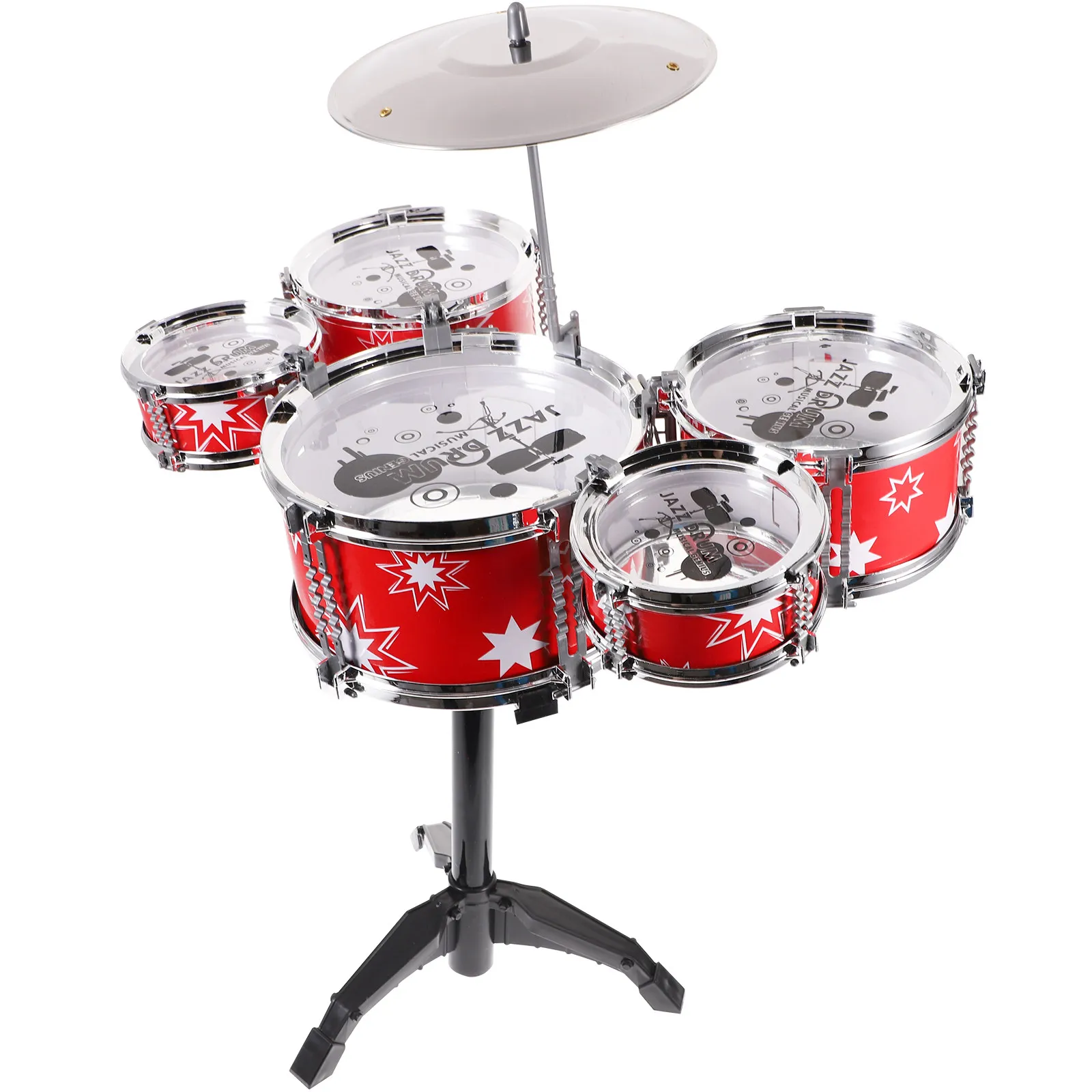 

Drum Set For Kids Chair Included Children'S Musical Instrument Durable Jazz Drums Set Educational Gift For Boys Girls Red