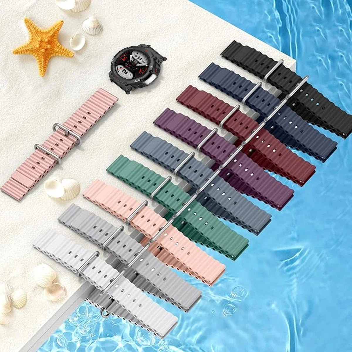 المحيط سيليكون حزام ل Huami Amazfit T-Rex 3 2 ساعة ذكية الفرقة استبدال حزام رياضي ل Xiaomi Amazfit TRex T Rex 2 Pro Correa