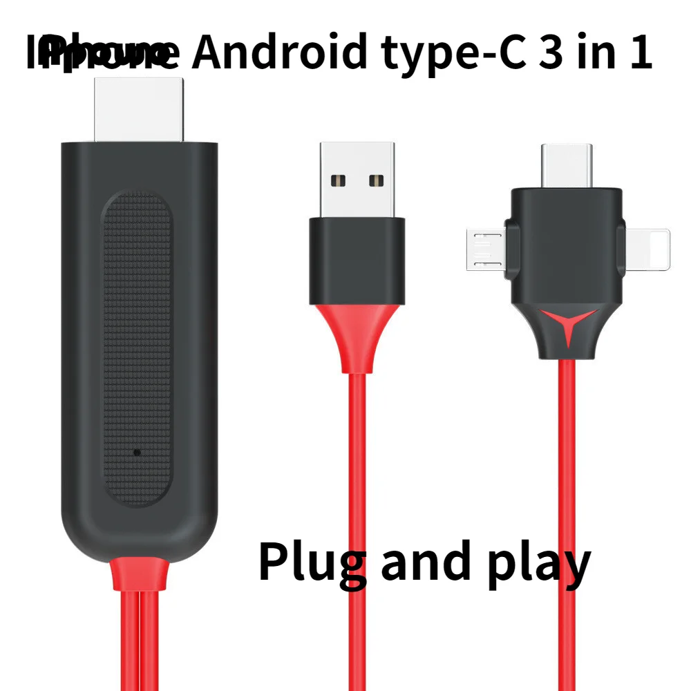 Konwerter 3 w 1 Adapter lustrzany odlew MHL kabel Micro USB typ C na HDMI-dla iphone\'a IPad telefon z androidem projektor telewizyjny