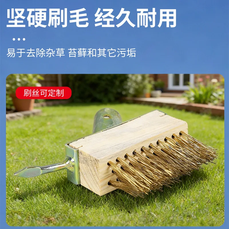 Garden Multifunctional Weeding Wire Brush Long Handle Solid Wood Weeding Brush, Floor Specific Brush Cleaning Tool