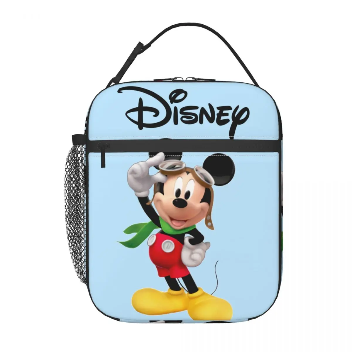 Durable Waterproof Couple Disney Mickey Mouse Cartoon Food Pouch Strengthen Handles Pilot Weekend Picnic Lunch Bag