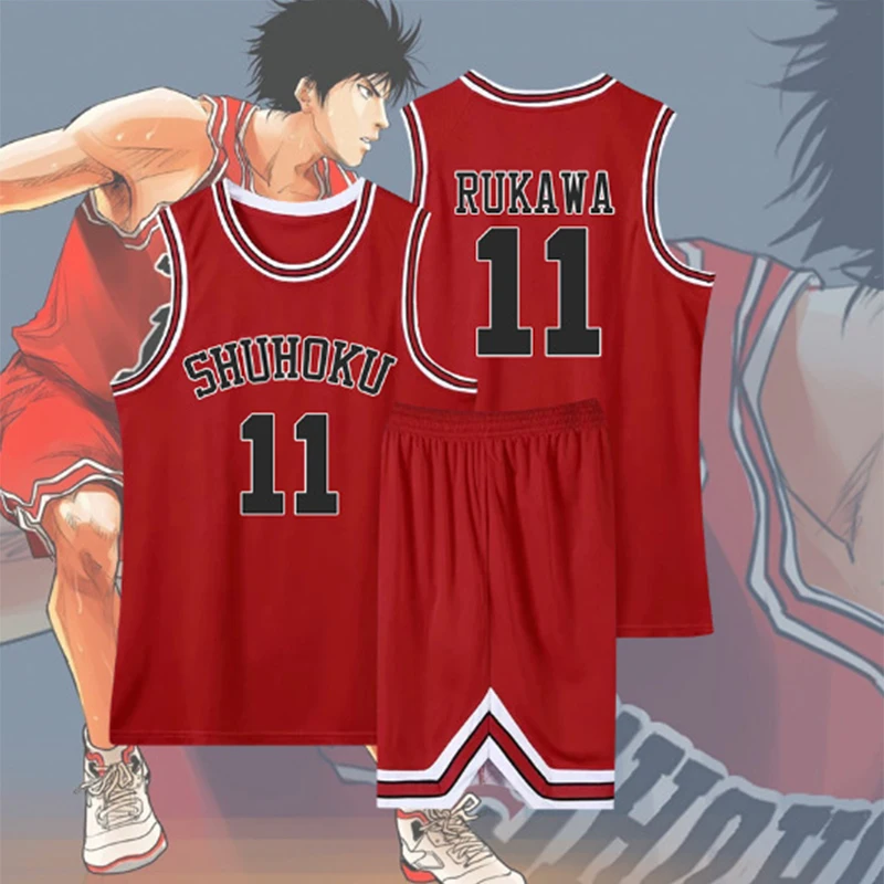 Anime Slam Dunk Cosplay Shohoku Jersey Sakuragi Hanamichi Cosplay kamizelka Kaede Rukawa Cosplay koszulka koszykarska Slam Dunk Top