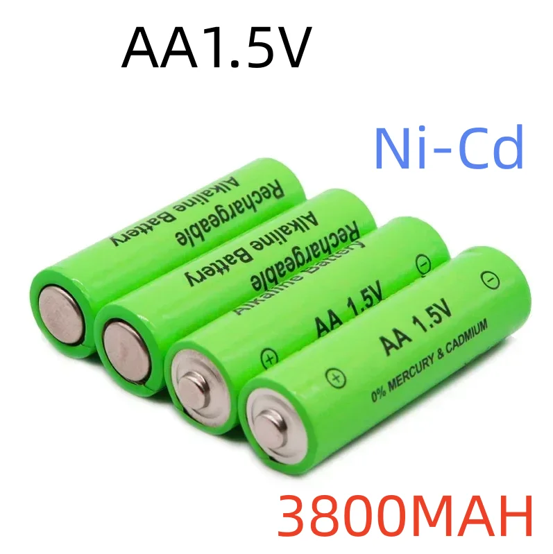 4-Pack 3800mAh Rechargeable AA Alkaline Equivalent Battery with Charger for Clock Toys Flashlight Remote Control Camera 1.5V