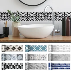 10x200cm Baseboard Sticker Moroccan Mosaic Tile Style Wall Border Sticker DIY Kitchen Bathroom Decoration Waistline Wall Sticker