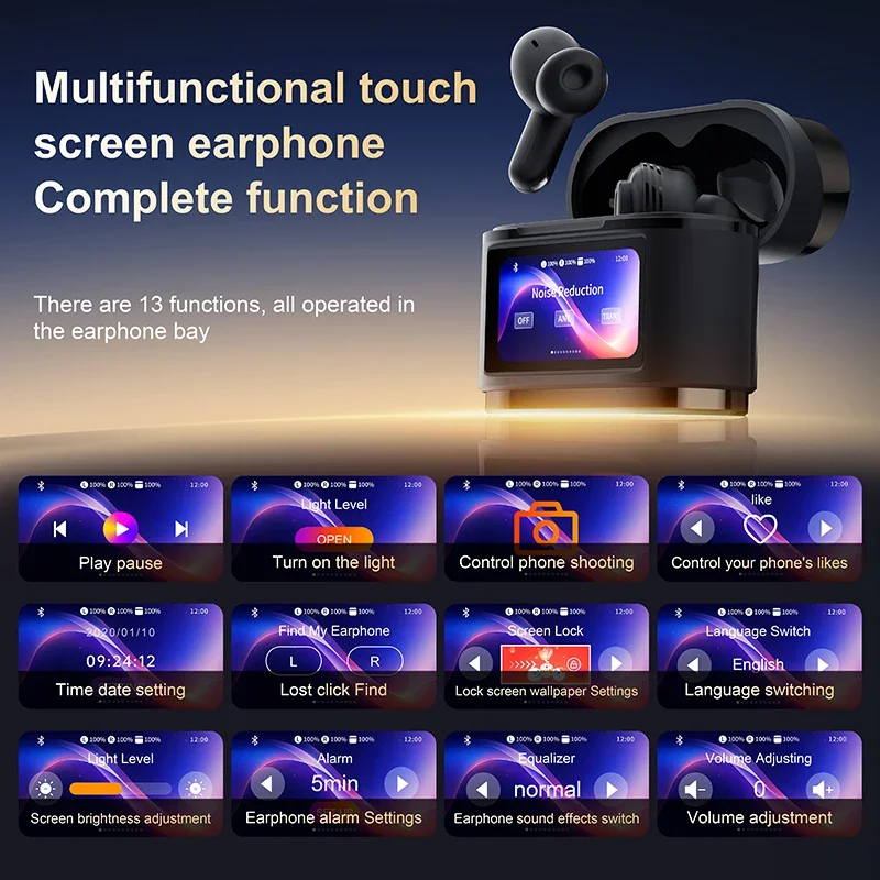NEW 2026 Touch Screen Wireless Bluetooth Earphone 144 Languages Real-Time with AI Translation Translation Headphones HiFi Audio