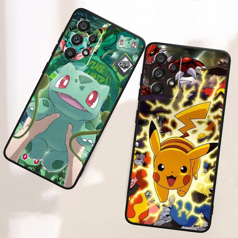 Anime P-Pokemon P-Pikachu For Samsung A53 A52 A33 A32 A51 A71 A21S A13 A73 A55 A22 A23 A35 A72 A54 A12 5G Black Funda