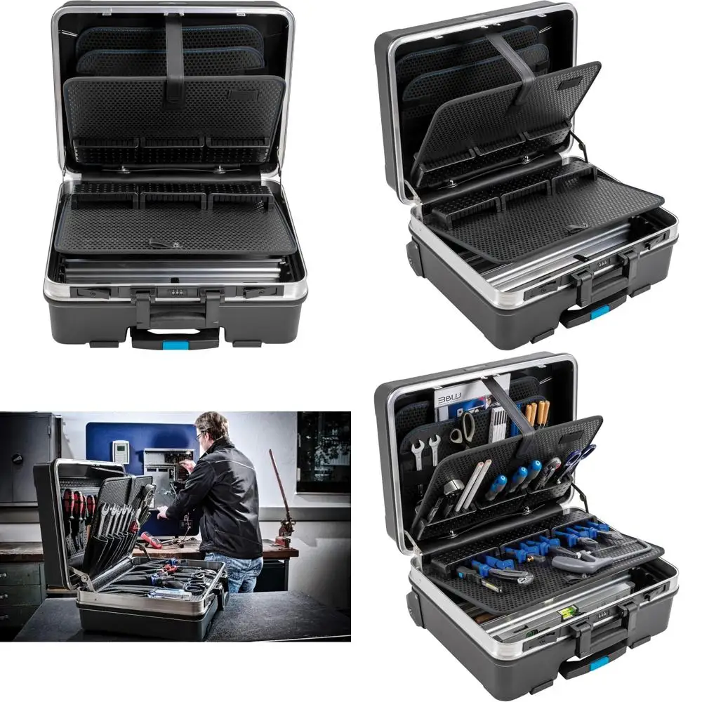 Valigetta per attrezzi mobile portatile con sistema di archiviazione modulare - Plastica ABS da 36 litri, dimensioni interne 48x37,5x20 cm, strumenti non inclusi