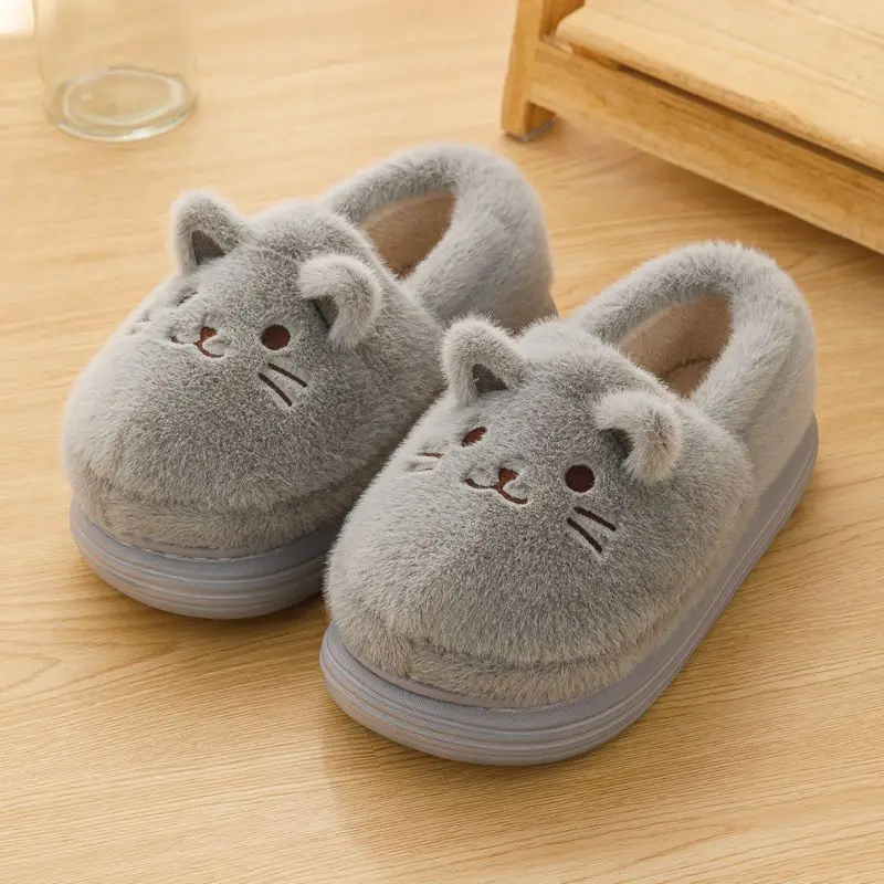 

Latest Soft Kitty Slipper Mens Warm Home Shoes Couple Indoor Furry Slides Man Cheap Kitten Ankle Slipper Loafer Room Cat Slipper