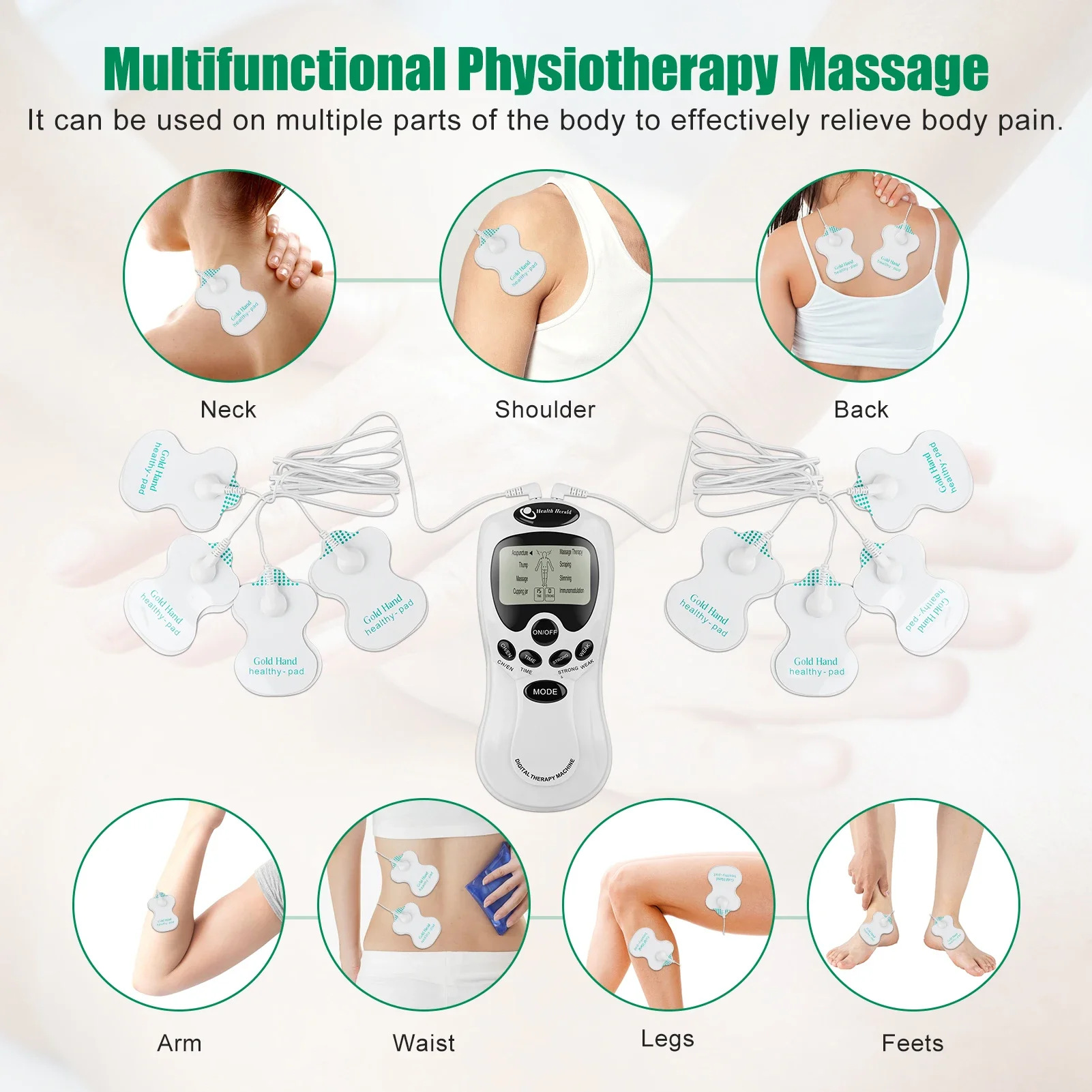 Professional Physiotherapy Tens Electrical Muscle Stimulator Physiotherapy Electrodes Pulse Relaxing Massage Devices Pain Relief