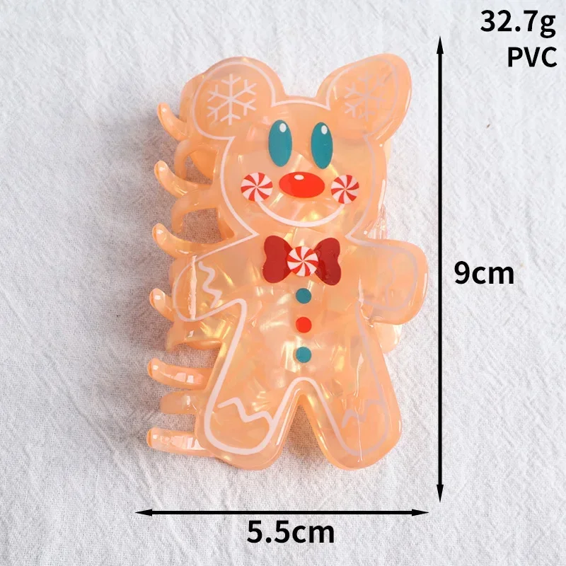 YHJ Christmas Gingerbread Man Hair Claw Cute Elk Deer Crab Hair Clip Cartoon Claw Clip Hair Accessories for Women Girls