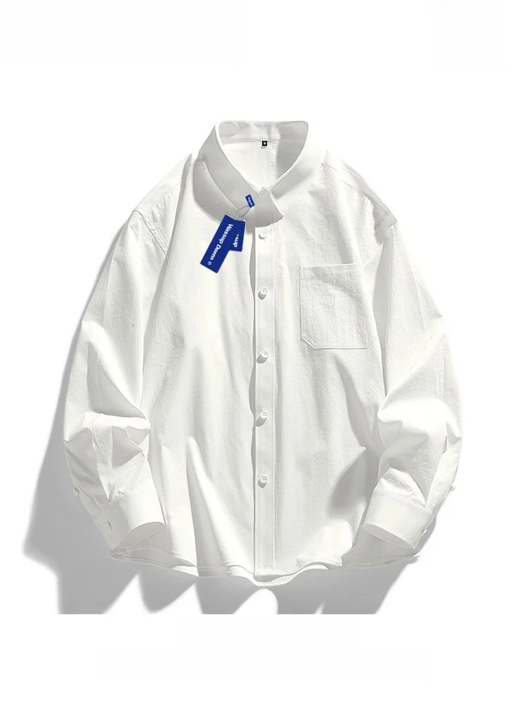 

Мужская футболка Wassup Dozen из чистого хлопка, длинный рукав, повседневная, свободного кроя, дышащая, белая, для весны, верхняя одежда