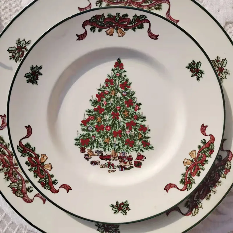 Ceramic Tableware Christmas Tree Series Large Plate Small Kit Mug Set