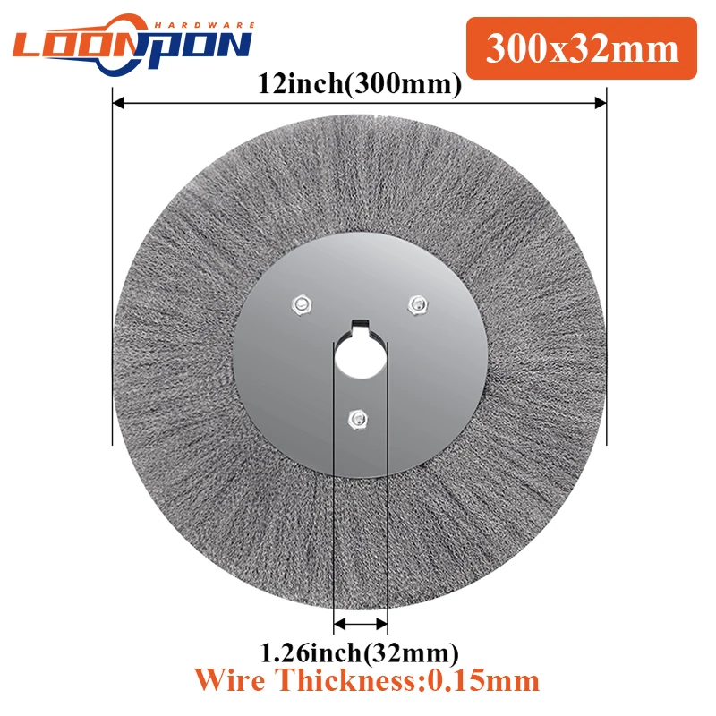 Loonpon 75-300mm Steel Wire Brush Wire Wheels Brush Round For Bench Grinder Deburring Abrasive Tool Rust Polishing Adaptor