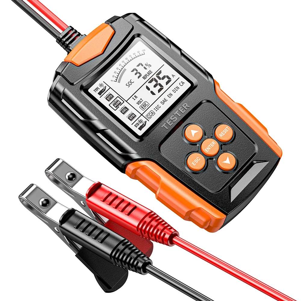 FOXSUR 12V Car battery tester  Motorcycle Battery Analyze Diagnostic Tool Gel AGM WET CA SLA Battery CCA FBT200 Scanner